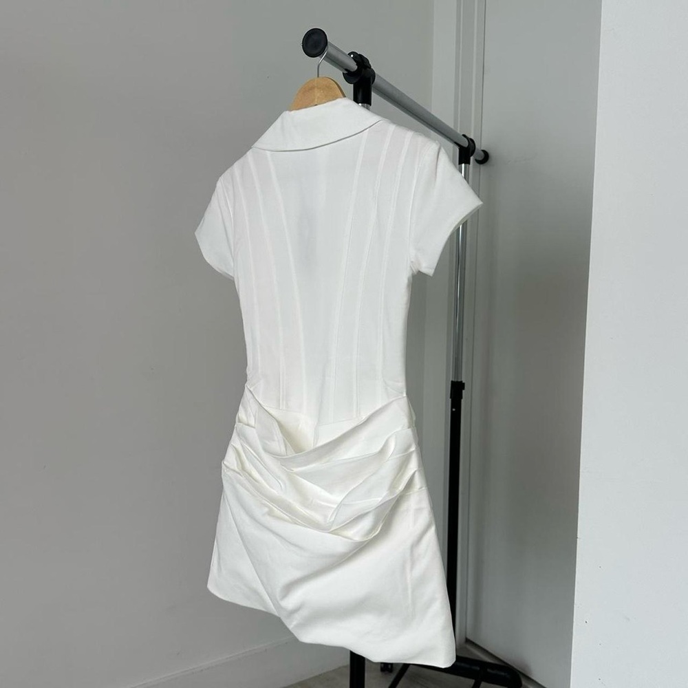 Meshki White Collared Ruched Mini Dress - Picture 9 of 9